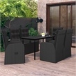 Afuera Living PE Rattan/Powder-Coated Steel/Glass Garden Dining Set in Black