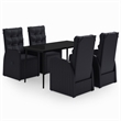 Afuera Living PE Rattan/Powder-Coated Steel/Glass Garden Dining Set in Black