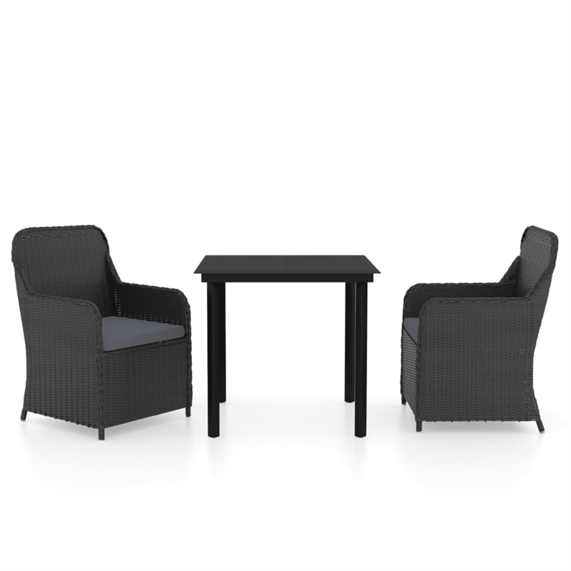 Afuera Living Poly Rattan Medium Removable Covers Garden Dining Set in Black