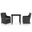 Afuera Living Poly Rattan Medium Removable Covers Garden Dining Set in Black