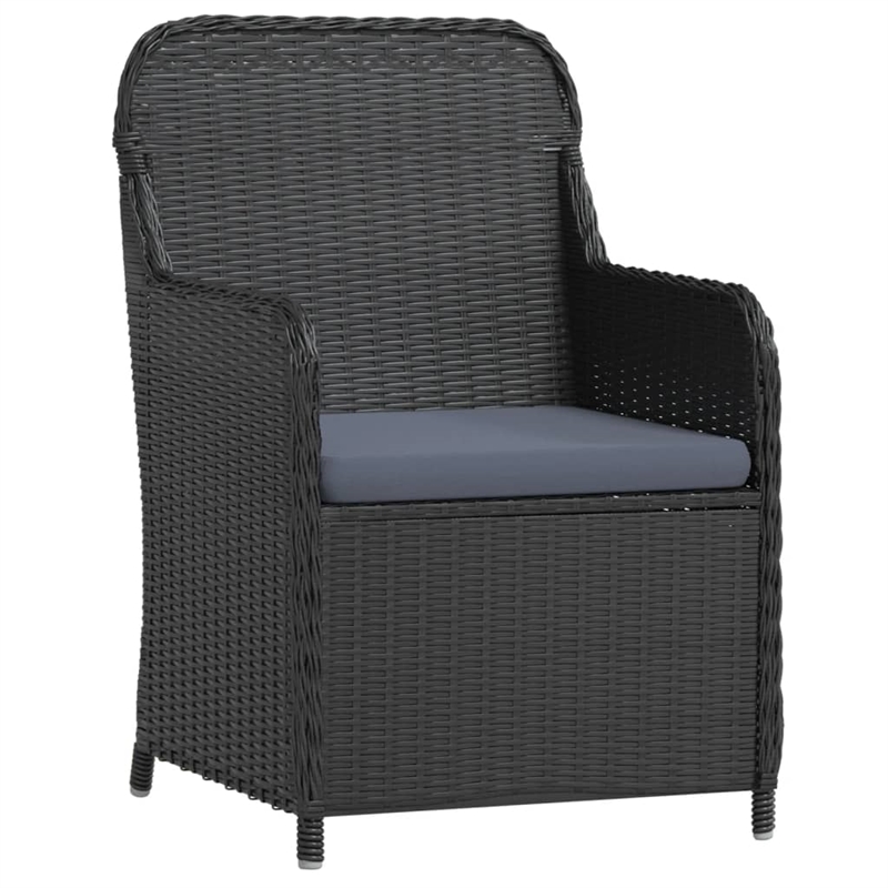 Afuera Living Poly Rattan Medium Removable Covers Garden Dining Set in Black