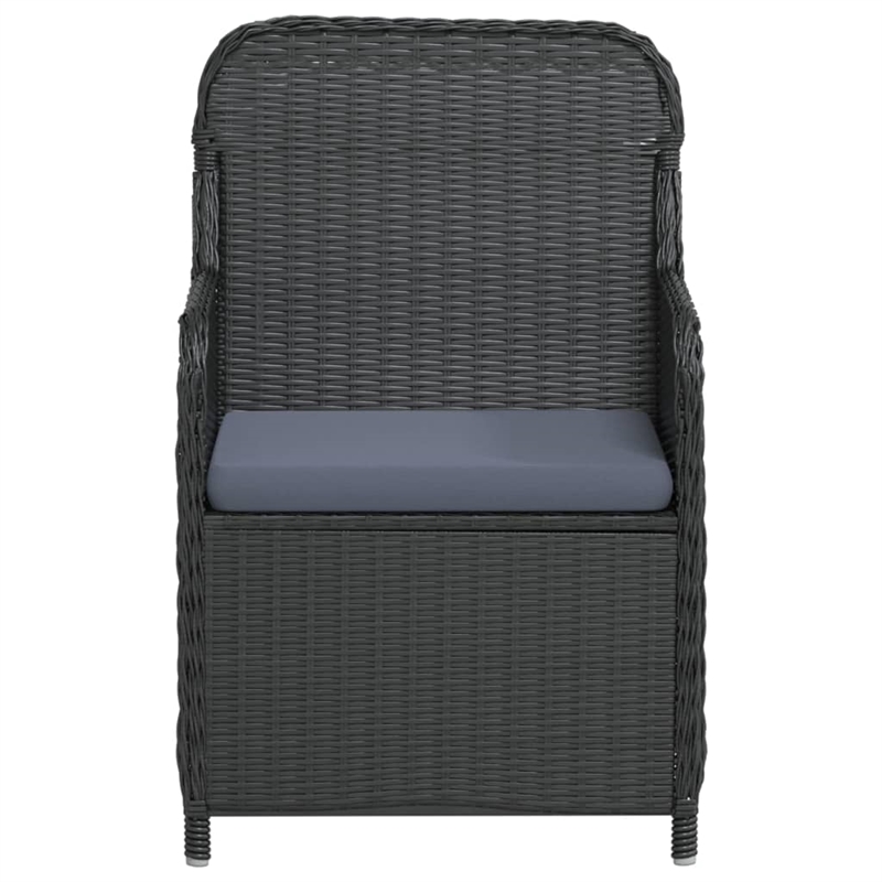 Afuera Living Poly Rattan Medium Removable Covers Garden Dining Set in Black
