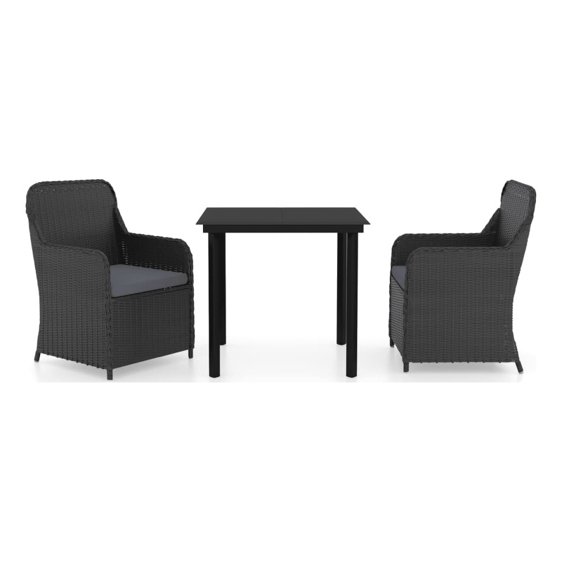 Afuera Living Poly Rattan Medium Removable Covers Garden Dining Set in Black