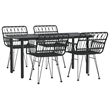 Afuera Living Poly Rattan & Tempered Glass Medium Garden Dining Set in Black