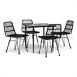 Afuera Living Poly Rattan & Tempered Glass Medium Garden Dining Set in Black