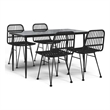 Afuera Living Poly Rattan & Tempered Glass Medium Garden Dining Set in Black