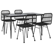 Afuera Living Poly Rattan & Tempered Glass Medium Garden Dining Set in Black