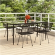 Afuera Living Poly Rattan & Tempered Glass Medium Garden Dining Set in Black