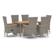 Afuera Living PE Rattan Large Adjustable Footrests Garden Dining Set in Gray