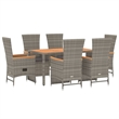 Afuera Living PE Rattan Large Adjustable Footrests Garden Dining Set in Gray