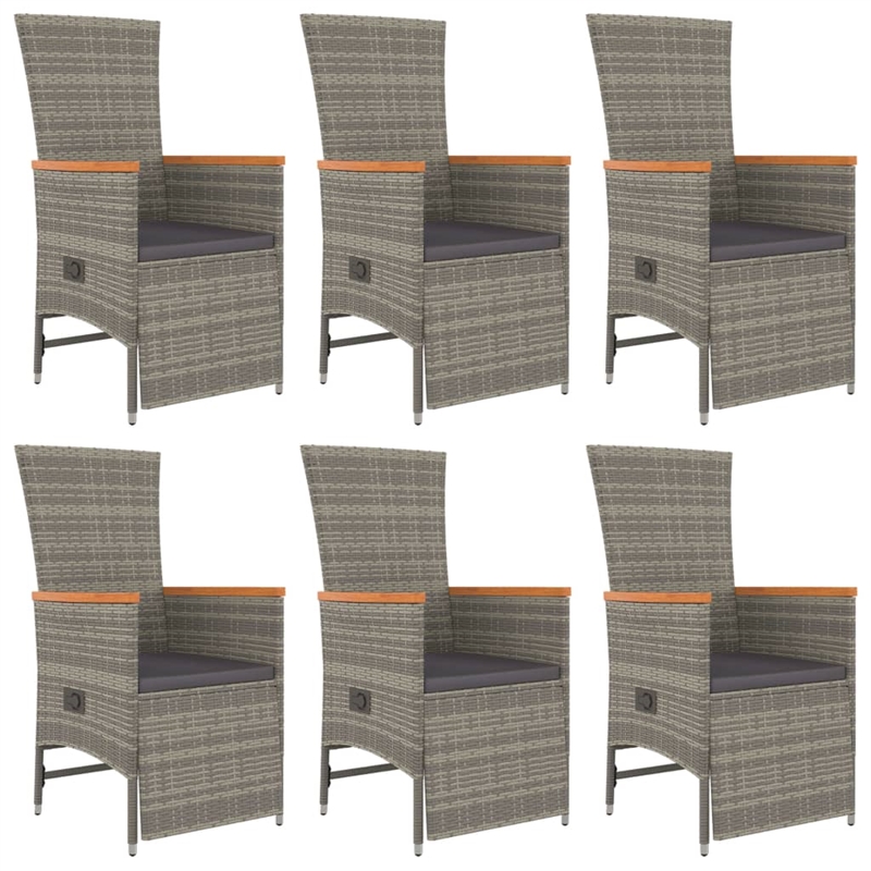 Afuera Living PE Rattan Large Adjustable Footrests Garden Dining Set in Gray