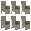 Afuera Living PE Rattan Large Adjustable Footrests Garden Dining Set in Gray