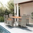 Afuera Living PE Rattan Large Adjustable Footrests Garden Dining Set in Gray