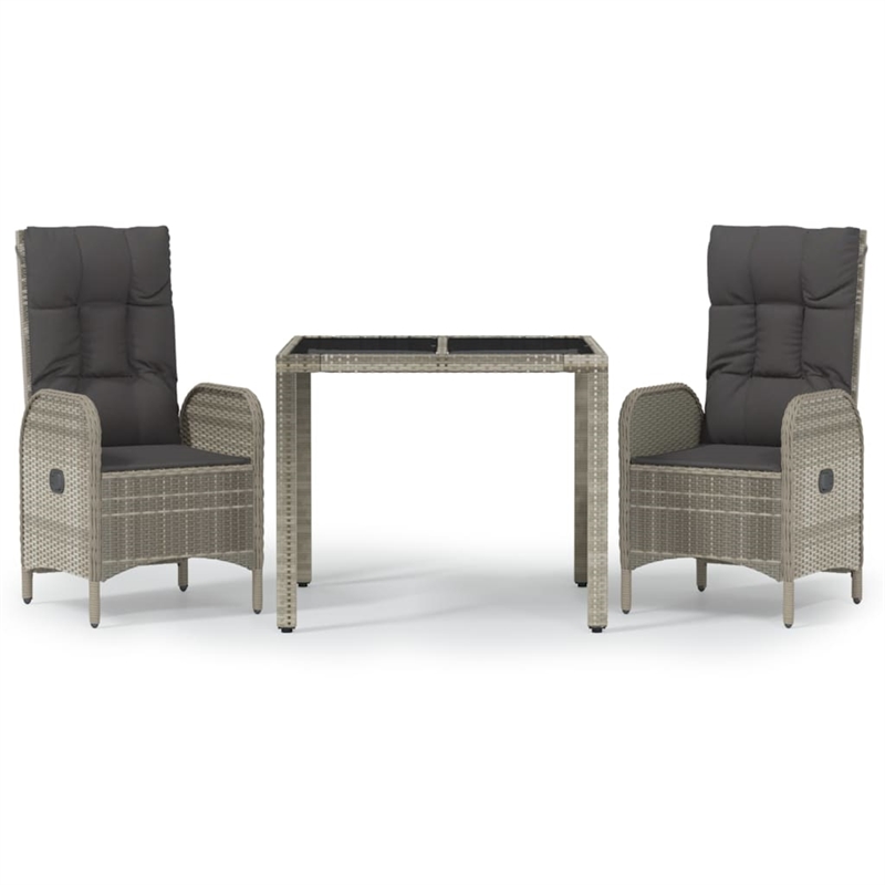 Afuera Living PE Rattan Medium Adjustable Armrests Garden Dining Set in Gray