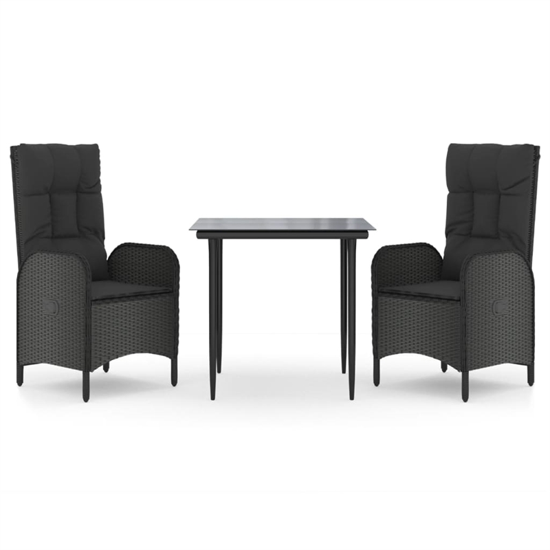 Afuera Living PE Rattan Medium Adjustable Armrests Patio Dining Set in Black