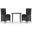 Afuera Living PE Rattan Medium Adjustable Armrests Patio Dining Set in Black