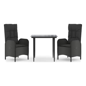 Afuera Living PE Rattan Medium Adjustable Armrests Patio Dining Set in Black