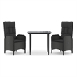 Afuera Living PE Rattan Medium Adjustable Armrests Patio Dining Set in Black