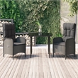 Afuera Living PE Rattan Medium Adjustable Armrests Patio Dining Set in Black