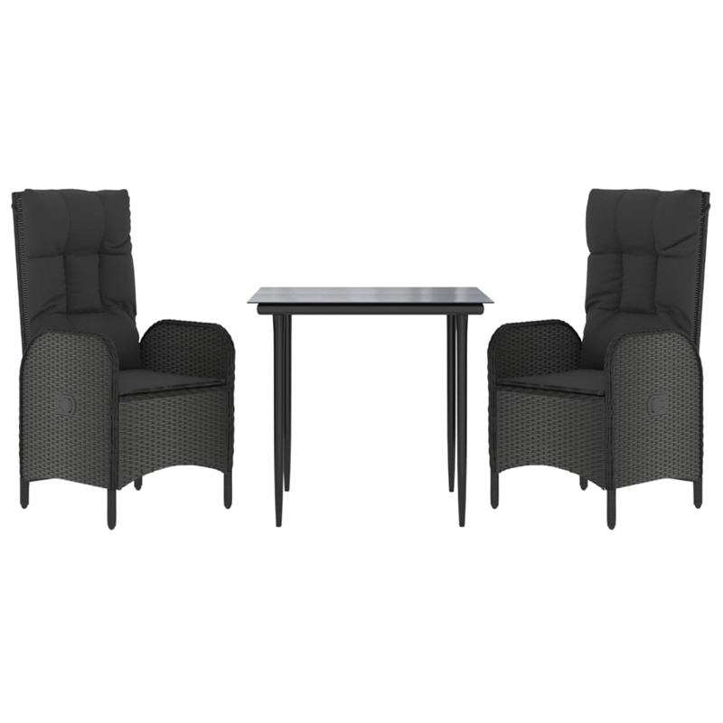 Afuera Living PE Rattan Medium Adjustable Armrests Patio Dining Set in Black