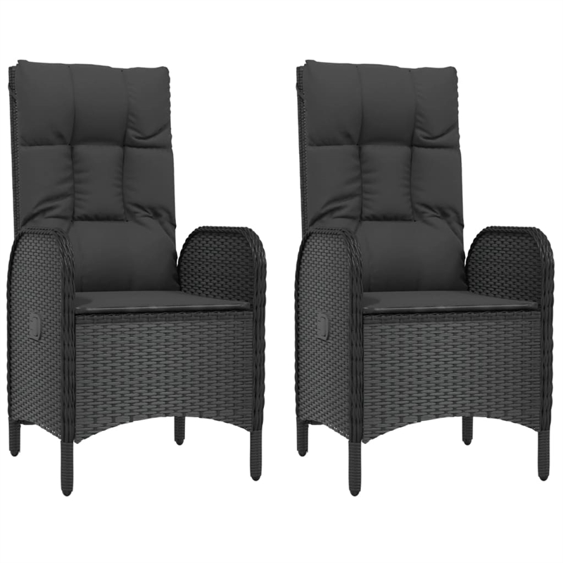 Afuera Living PE Rattan Medium Adjustable Armrests Patio Dining Set in Black