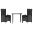 Afuera Living PE Rattan Medium Adjustable Armrests Patio Dining Set in Black