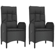 Afuera Living PE Rattan Medium Adjustable Armrests Patio Dining Set in Black