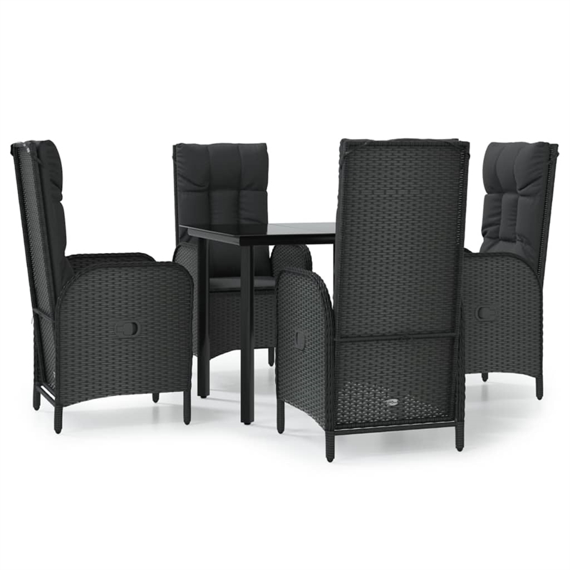 Afuera Living PE Rattan Medium Adjustable Armrests Patio Dining Set in Black