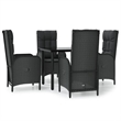 Afuera Living PE Rattan Medium Adjustable Armrests Patio Dining Set in Black