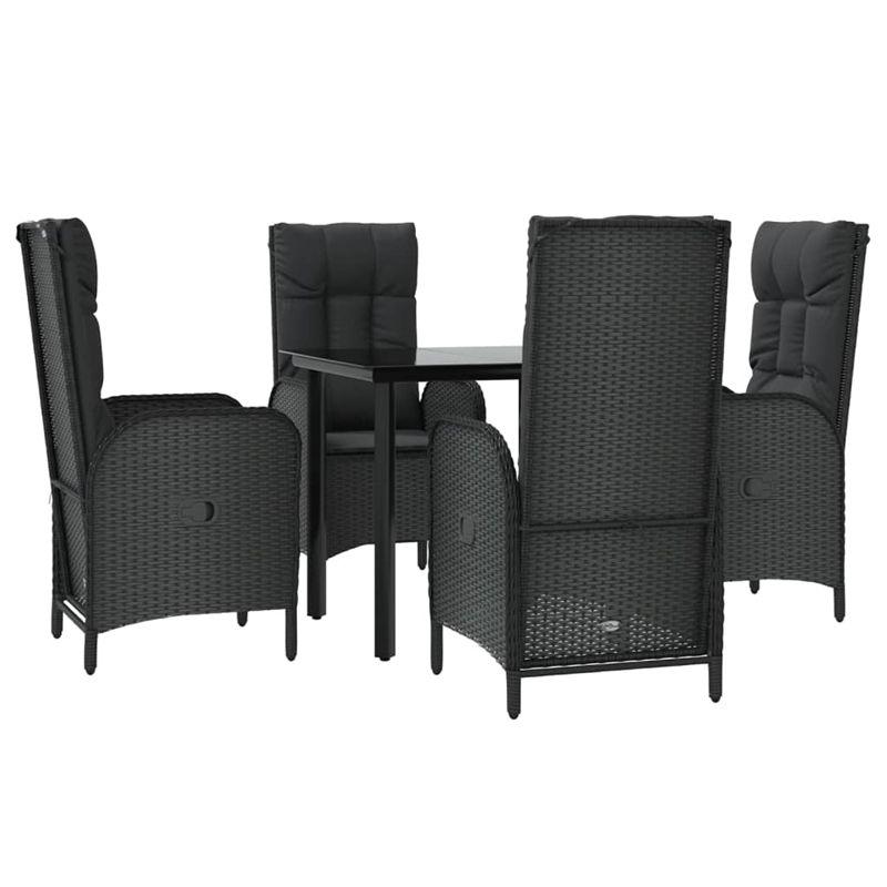 Afuera Living PE Rattan Medium Adjustable Armrests Patio Dining Set in Black