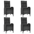 Afuera Living PE Rattan Medium Adjustable Armrests Patio Dining Set in Black