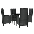 Afuera Living PE Rattan Medium Adjustable Armrests Patio Dining Set in Black