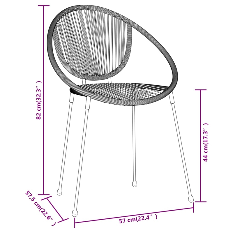 Afuera Living Powder-Coated Steel & PVC Rattan Stackable Dining Set in Black