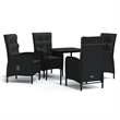 Afuera Living PE Rattan/Powder-Coated Steel/Glass Garden Dining Set in Black
