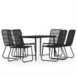 Afuera Living Powder-Coated Steel/PE Rattan/Glass Medium Dining Set in Black