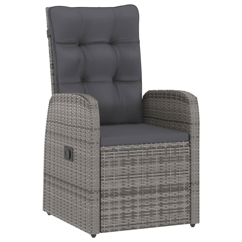 Afuera Living Outdoor Dining Set in Gray PE Rattan Large Adjustable Armrests