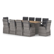 Afuera Living Outdoor Dining Set in Gray PE Rattan Large Adjustable Armrests