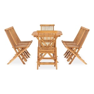 Afuera Living Smooth Sanded Hardwood Outdoor Dining Set in Natural