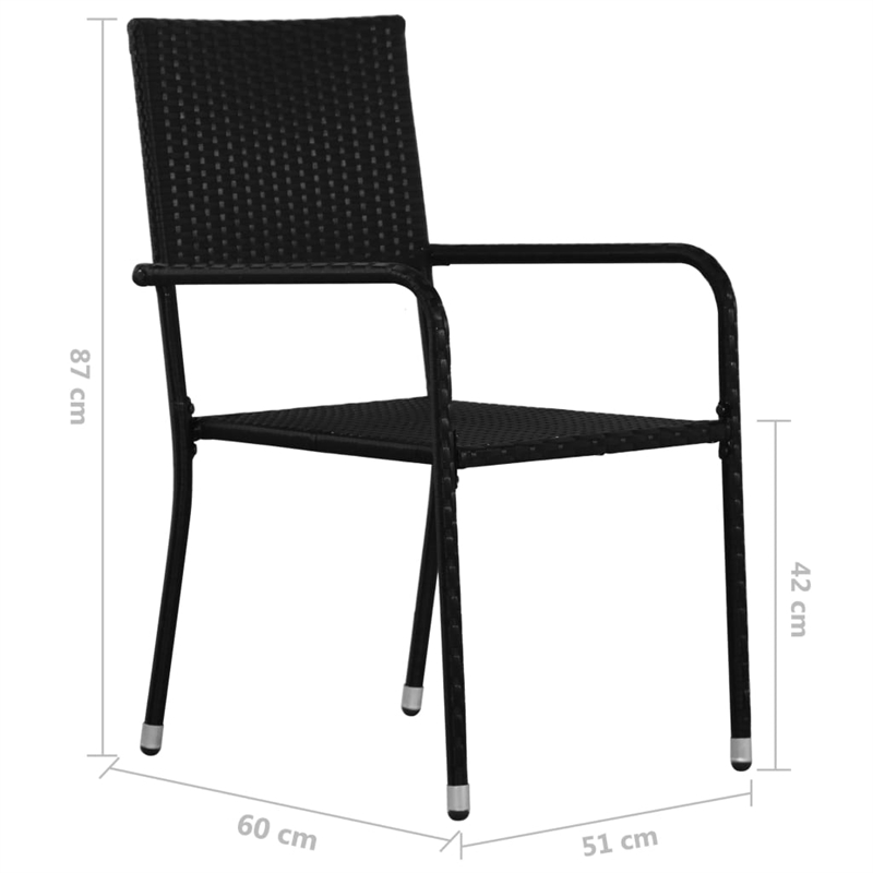 Afuera Living PE Rattan/Powder-Coated Steel/Glass Garden Dining Set in Black