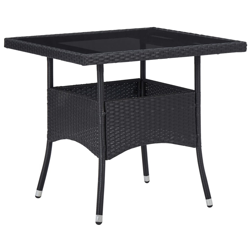 Afuera Living Garden Dining Set in Black Poly Rattan Small Breathable Design