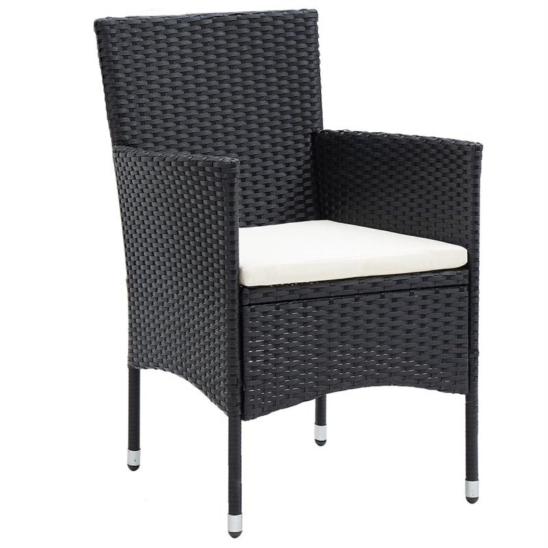Afuera Living Garden Dining Set in Black Poly Rattan Small Breathable Design