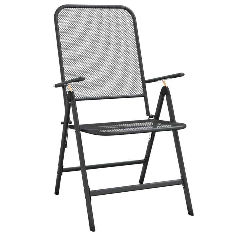 Afuera Living Expanded Metal Mesh With E-Coating Dining Set in Anthracite/Gray