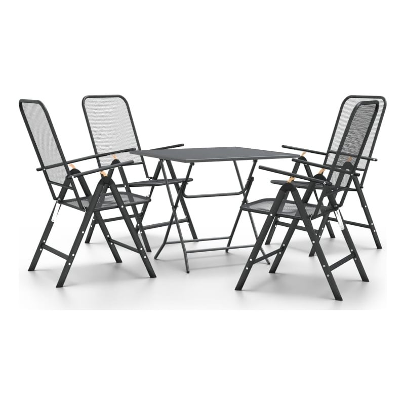 Afuera Living Expanded Metal Mesh With E-Coating Dining Set in Anthracite/Gray