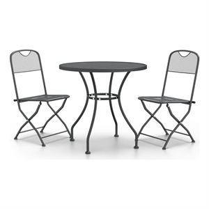 Afuera Living Expanded Metal Mesh With E-Coating Dining Set in Anthracite/Gray