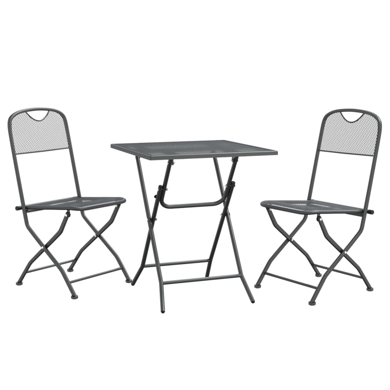 Afuera Living Expanded Metal Mesh Small Foldable Dining Set in Anthracite/Gray