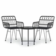 Afuera Living Poly Rattan & Tempered Glass Standard Garden Dining Set in Black