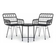 Afuera Living Poly Rattan & Tempered Glass Standard Garden Dining Set in Black