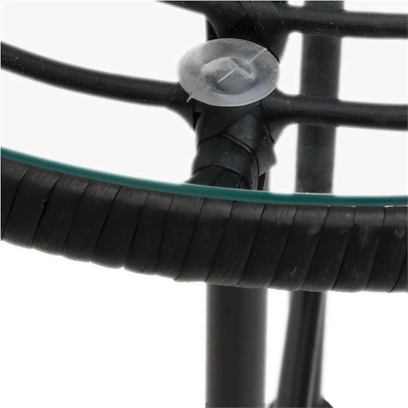Afuera Living Poly Rattan & Tempered Glass Standard Garden Dining Set in Black