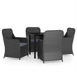 Afuera Living Poly Rattan/Powder-Coated Steel/Glass Garden Dining Set in Black