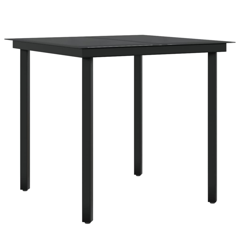 Afuera Living Poly Rattan/Powder-Coated Steel/Glass Garden Dining Set in Black